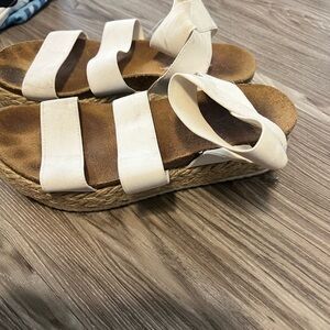 Steve Madden Cream and Brown Espadrille Sandals